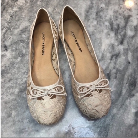 Lucky brand cream lace crochet ballet flats 8.5 - Picture 2 of 6